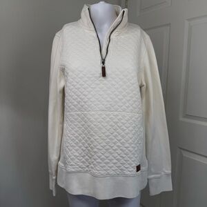 L.L. Bean Off-White Quilted Half-Zip Pullover